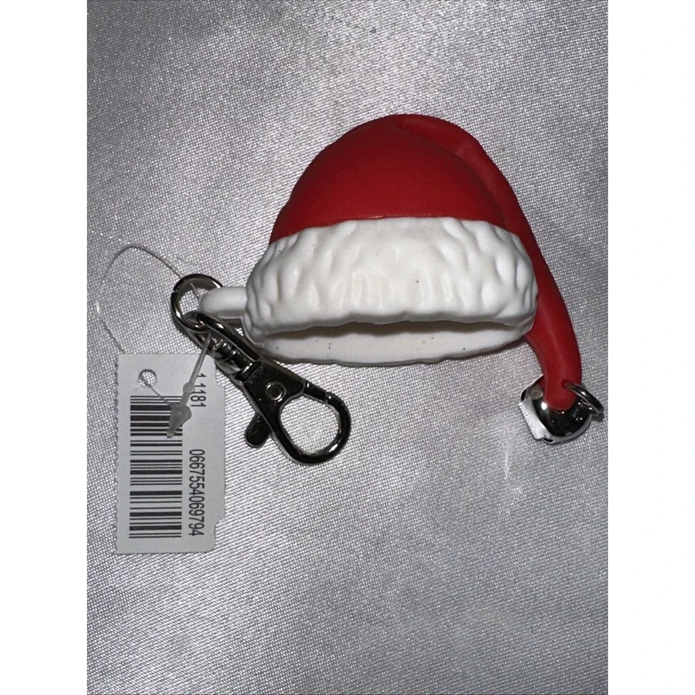 Bath & Body Works Santa Hat PocketBac Holder Red White Silicone Jingle Bell Tag